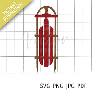 Slittino Svg, Runner Sled clipart Wooden Sled jpg Sleigh Ride png Toboggan vettore Winter Sports Files Outdoor Toys Pdf Christmas Sign Design