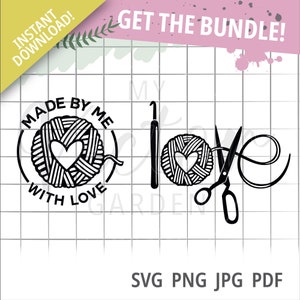 Crochet Svg Bundle, Artisanat Svg Fil Svg Crochet Amour Svg Artisanat Gift Tag Svg Fil Coeur Svg Fichier pour Cricut Usage Commercial Svg Fichier