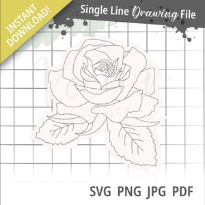 Linha única Rose Svg, arquivo de desenho para caneta Cricut Svg Arquivo de desenho de linha única Foil Quill File Designs Gravação Arquivos Svg Gravação Svg Png