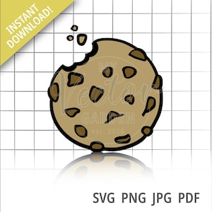 Schokolade Chip Cookie, Cookie Svg Dateien Lebensmittel Bild Datei Cookie Vektor Dateien Bild eines Cookie Süßigkeiten Party Theme Bäckerei ClipArt
