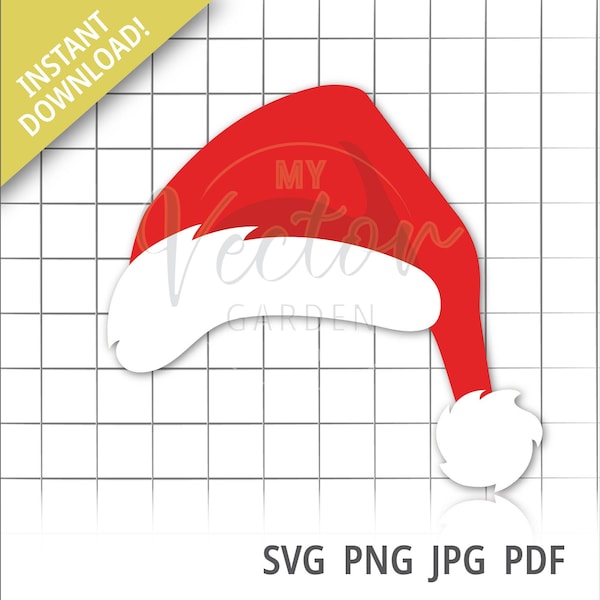 Santa Hat svg, Christmas Svg Clipart Santa Claus Svg File For Cricut Commercial Use Layered Santa Hat Svg Holiday Clipart Png Winter Svg