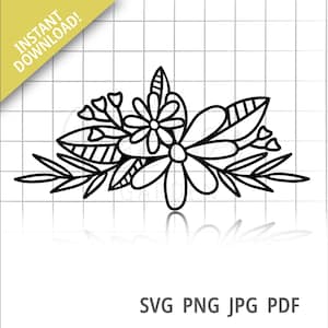 Floral Svg, Flower Svg Daisy Svg File For Cricut Flower Shirt Svg Floral Border Png Line Art Svg Flower Cut File Spring Clipart Commercial