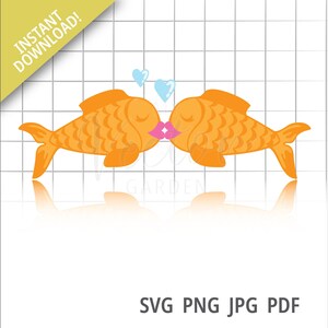 Download Kissing Fish Svg Cartoon Fish Png Valentines Day Jpg Lover Etsy