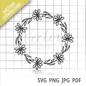 Daisy Wreath Svg, Spring Svg Flower Circle Svg Floral Wreath Svg Circle Wreath Floral Frame Svg File For Cricut Silhouette Svg Daisy Chain