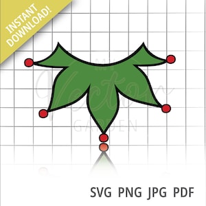 Elfo Collar Svg, Jester Collar jpg Navidad Clipart Vacaciones Elves Design North Pole Elf Xmas Helper Toy Maker ropa bufón ropa png