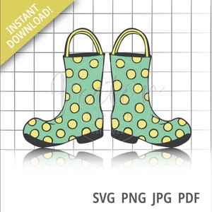 Regenlaarzen Svg, Rubberlaarzen Svg Kinderlaarzen Svg Plasspringen Svg Tuinlaarzen Svg Galoshes Svg Lentedouches Clipart April Douches Svg