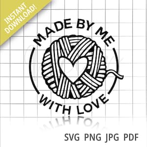 Made with Love Svg, Gehäkelte SVG-Datei für Cricut-Garn Svg Selbstgemachte Svg Made With Love Tag Geschenkanhänger Svg Kommerzielle Nutzung Digitale Datei von mir