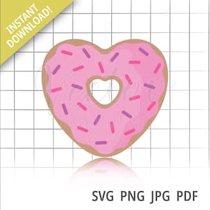 Donut em forma de coração Svg, Donut Svg Doces Svg Donut Clipart Sobremesas Svg Dia dos Namorados Svg Arquivo de donut em camadas para arquivo Cricut Cut