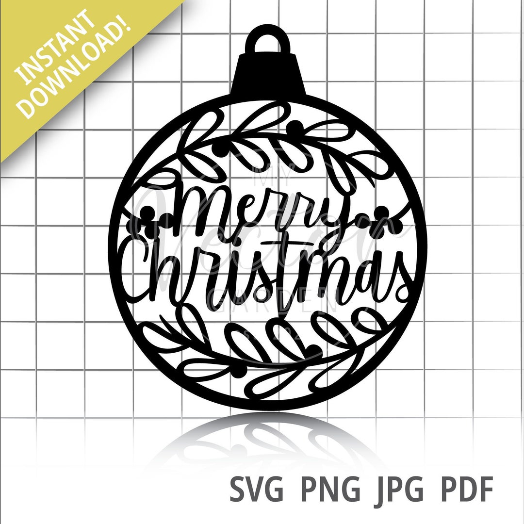 Merry Christmas Ornament Svg, Christmas Cut File Tree Ornament Svg