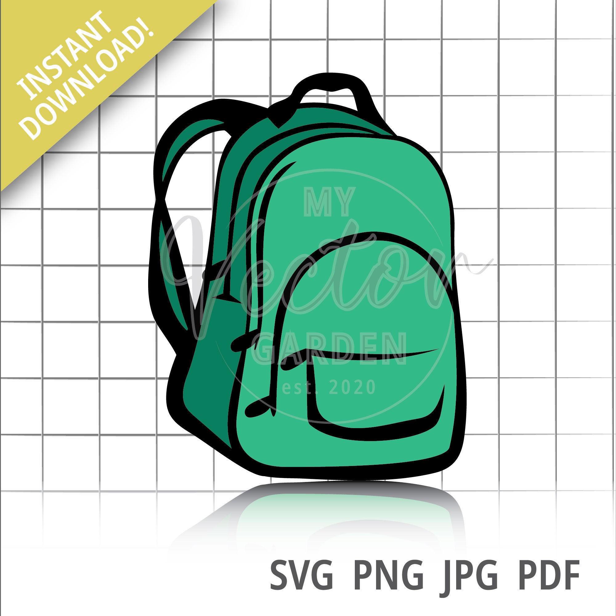 Backpack cartoon clipart- Back to school clipart- School supplies