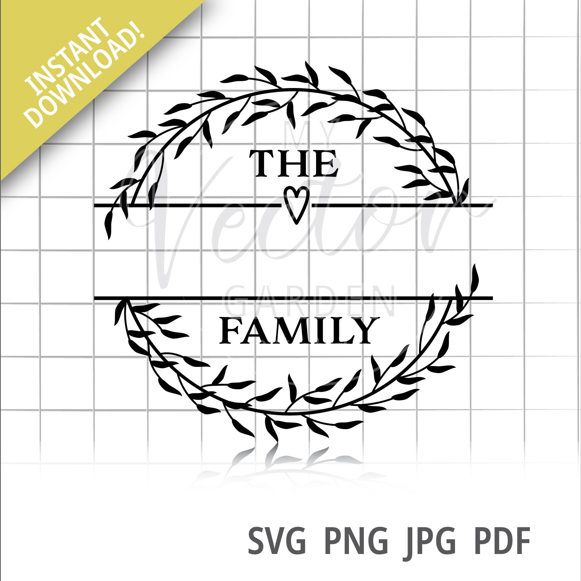 Cut File for Die Cutter Family Monogram SVG jpeg png dxf Family Last Name Initial SVG Farmhouse Round Door Hanger Sign SVG