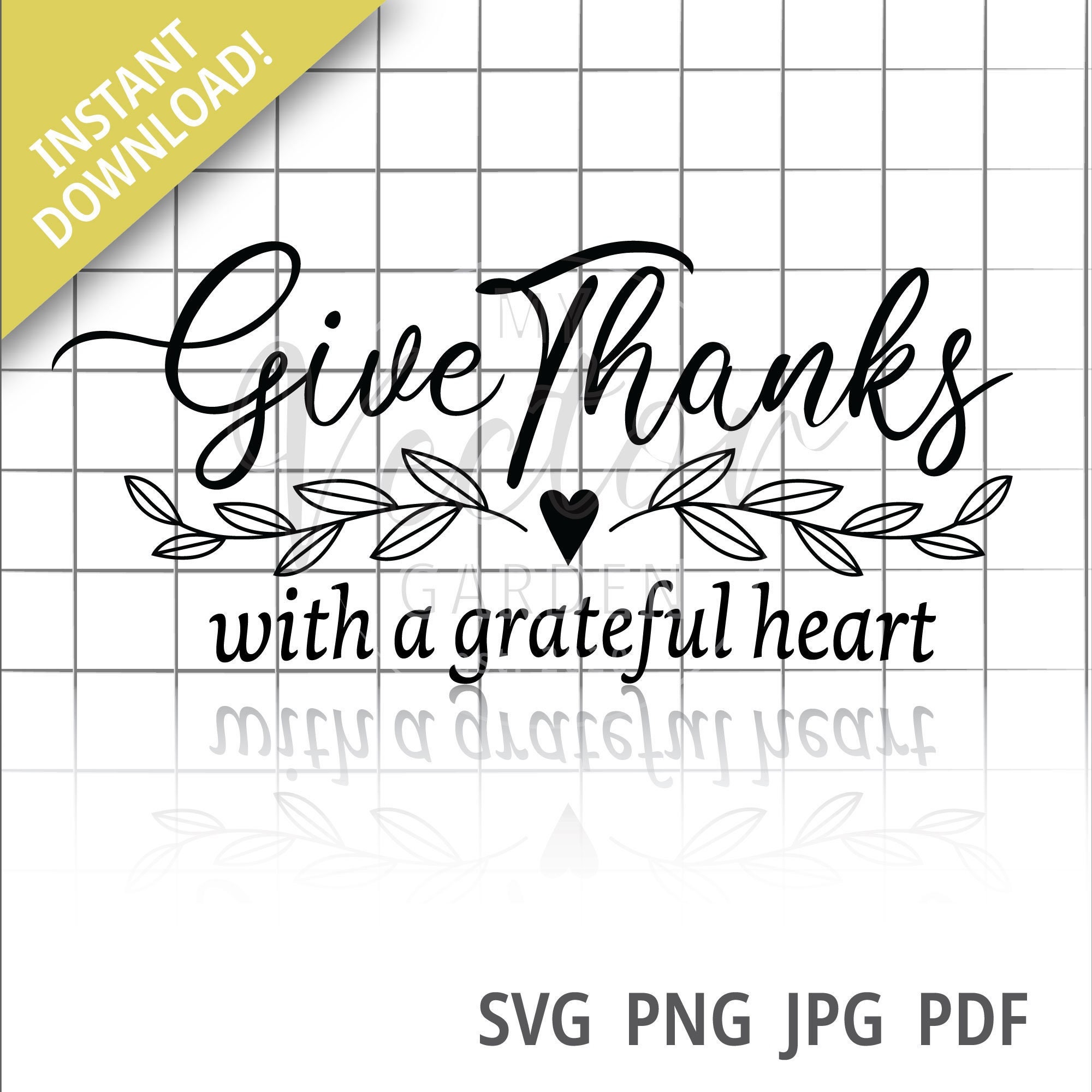 Give Thanks Svg Grateful Heart Svg Thanksgiving Svg File for - Etsy