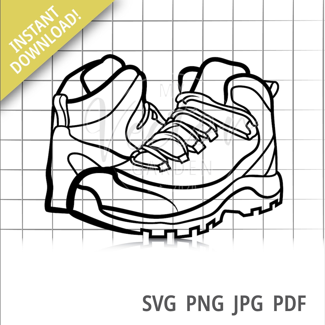 Hiking Boots Line Art SVG: Outdoor Adventure Cut File (digital Download) -  Etsy Israel, image size:1080x1080