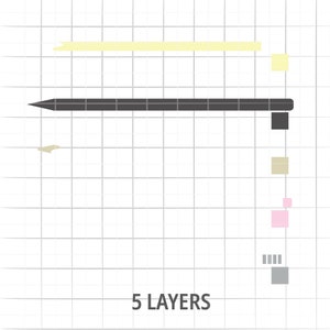 Op de afbeelding: Een grafische illustratie van vijf lagen, elk met een andere kleur en vorm. De lagen zijn op elkaar gestapeld, met de bovenste laag als de grootste. De tekst "5 LAYERS" staat onder de lagen.