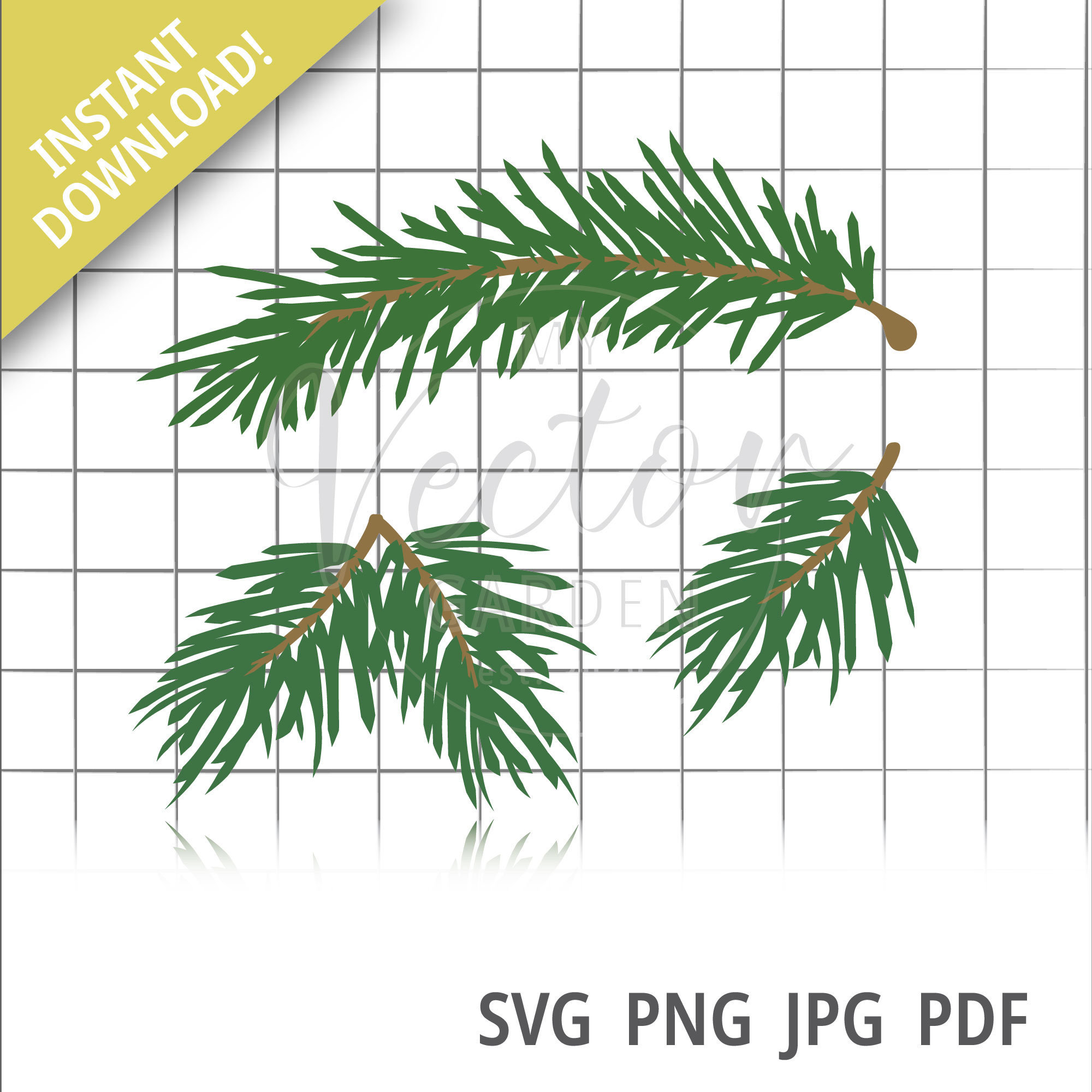 Pine Needles Svg Evergreen Branch Winter Greenery Christmas Etsy UK