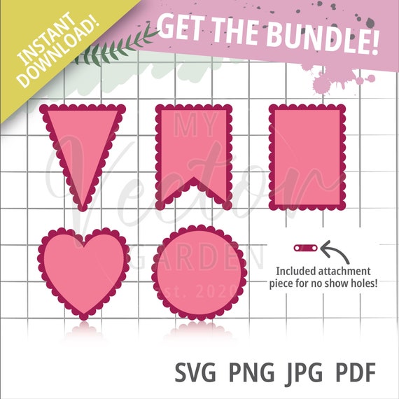 Scalloped Banner Svg Bundle Scallop Bunting Svg File for - Etsy