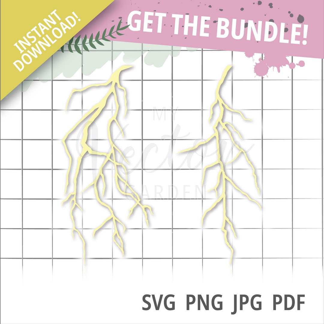 Lightning Bolt Svg Bundle, Storm Svg File for Cricut Roots Svg Thunder