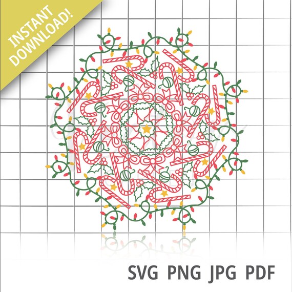 Download Christmas Mandala Svg Holiday Mandala Xmas Vector Art Festive Etsy