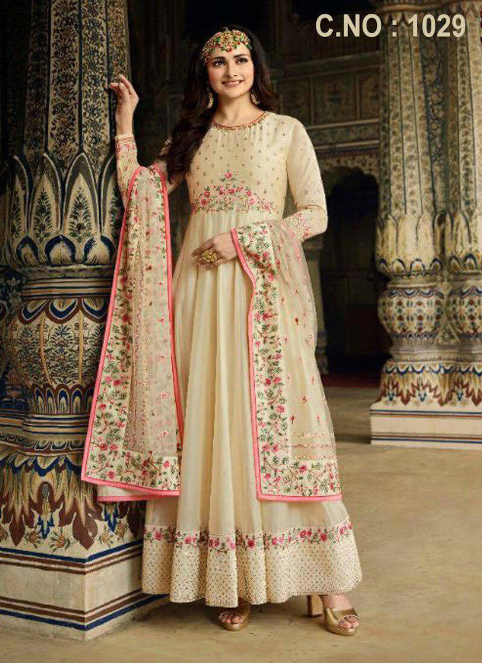 Designer Bollywood style printed gown dupatta party wear | Etsy
