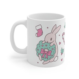 Kawaii Bunny Christmas Pattern ~ Mug