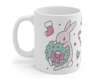 Kawaii Bunny Christmas Pattern ~ Mug