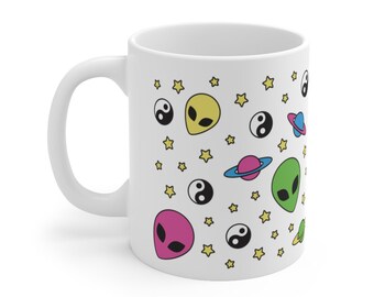 90's Inspired Neon Aliens Pattern ~ Mug