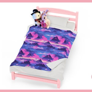 Couverture en peluche en velours Kawaii Anime Vaporwave motif palmiers rose violet ~ par Pinksprinklemagic. Câlin de luxe, Anime Kawaii mignon