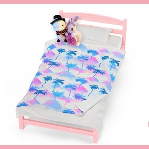 Velveteen Plush Blanket Pretty Pastel Vaporwave Palm Trees 90S Pattern ~  By Pinksprinklemagic. Luxury Snuggle, Cute Kawaii Anime Design,