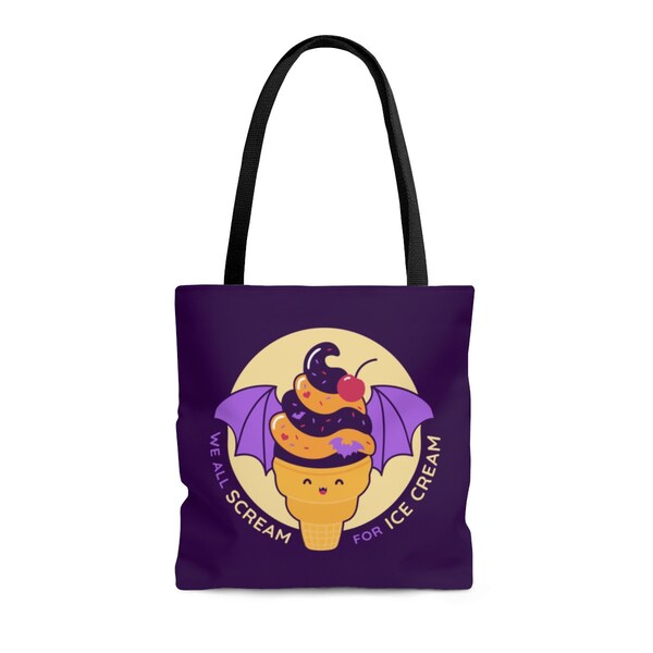 We All Scream for Cute Ice Cream Tote Bag Weekender & School, Aesthetic Canvas, Grocery or Halloween - Unique Gifts for Teachers, Students