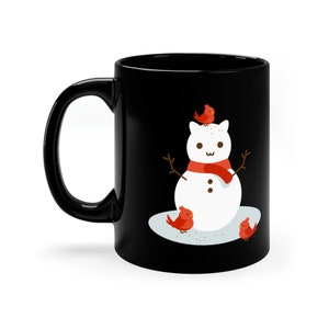 Winter Snow Kitty with Cardinal Birds ~ Mug
