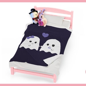 Halloween Blanket Cute Ghosts In Love Simple Cute Design, Pastel Goth ~ Velveteen Plush Blanket By Pinksprinklemagic. Cute Luxury Snuggle.