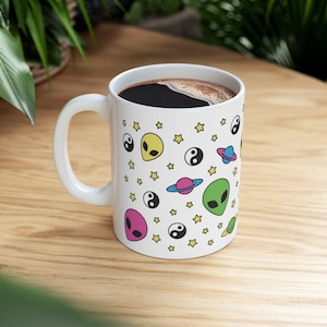 90's Inspired Neon Aliens Pattern ~ Mug image 5