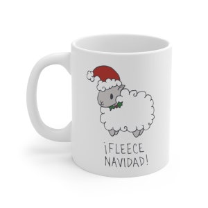 Fleece Navidad Sheep Christmas Mug, Cute Holiday Gift