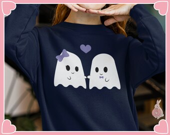 Cute Ghosts in Love Sweatshirt for Fall & Halloween Season Fashion | Highest Quality Gildan 18000 Unisex Sweat Shirt for Comfort and Style