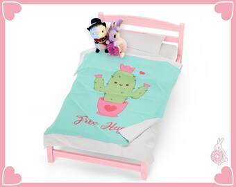 Velveteen Plush Blanket Free Hugs Cute Funny Cactus, Nature Plant Lover ~  By Pinksprinklemagic. Luxury Snuggle, Cute Kawaii Anime Design