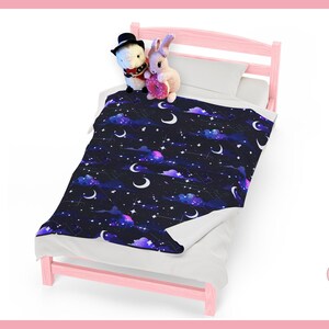 Velveteen Plush Blanket Pretty Rainbow Space Night Moon Pastel Goth ~  By Pinksprinklemagic. Luxury Snuggle, Cute Kawaii Anime Design, Cozy