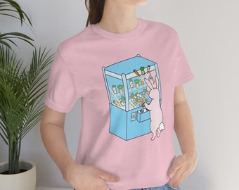 Bunny Playing a Veggie Claw Machine ~ Unisex Jersey Short Sleeve Tee