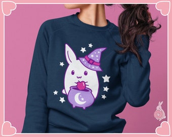Bunny Witch Sweatshirt for Fall & Halloween Season Fashion | Highest Quality Gildan 18000 Unisex Sweat Shirt for Comfort and Style