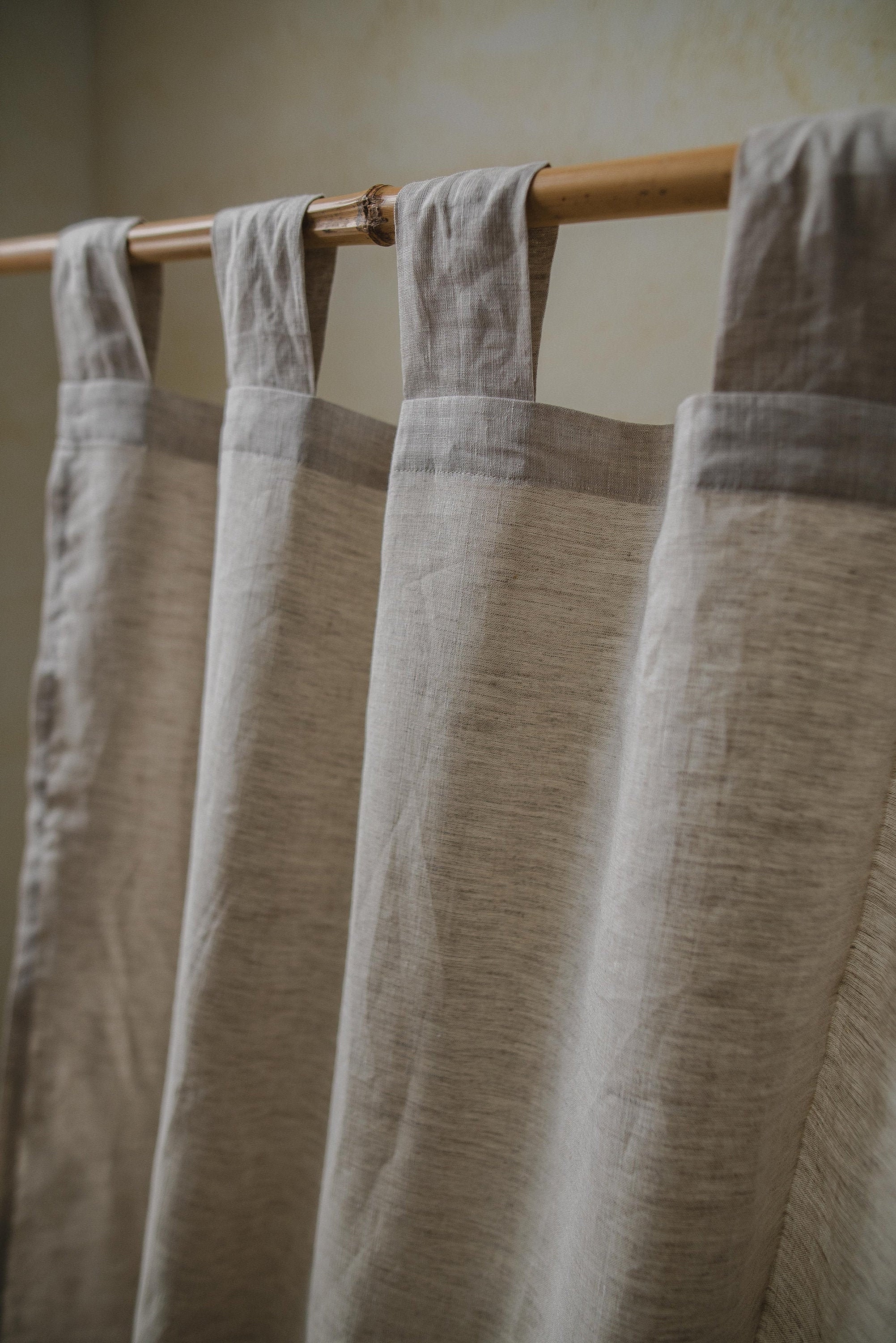 Natural linen tab top window curtain panel Linen curtains Etsy
