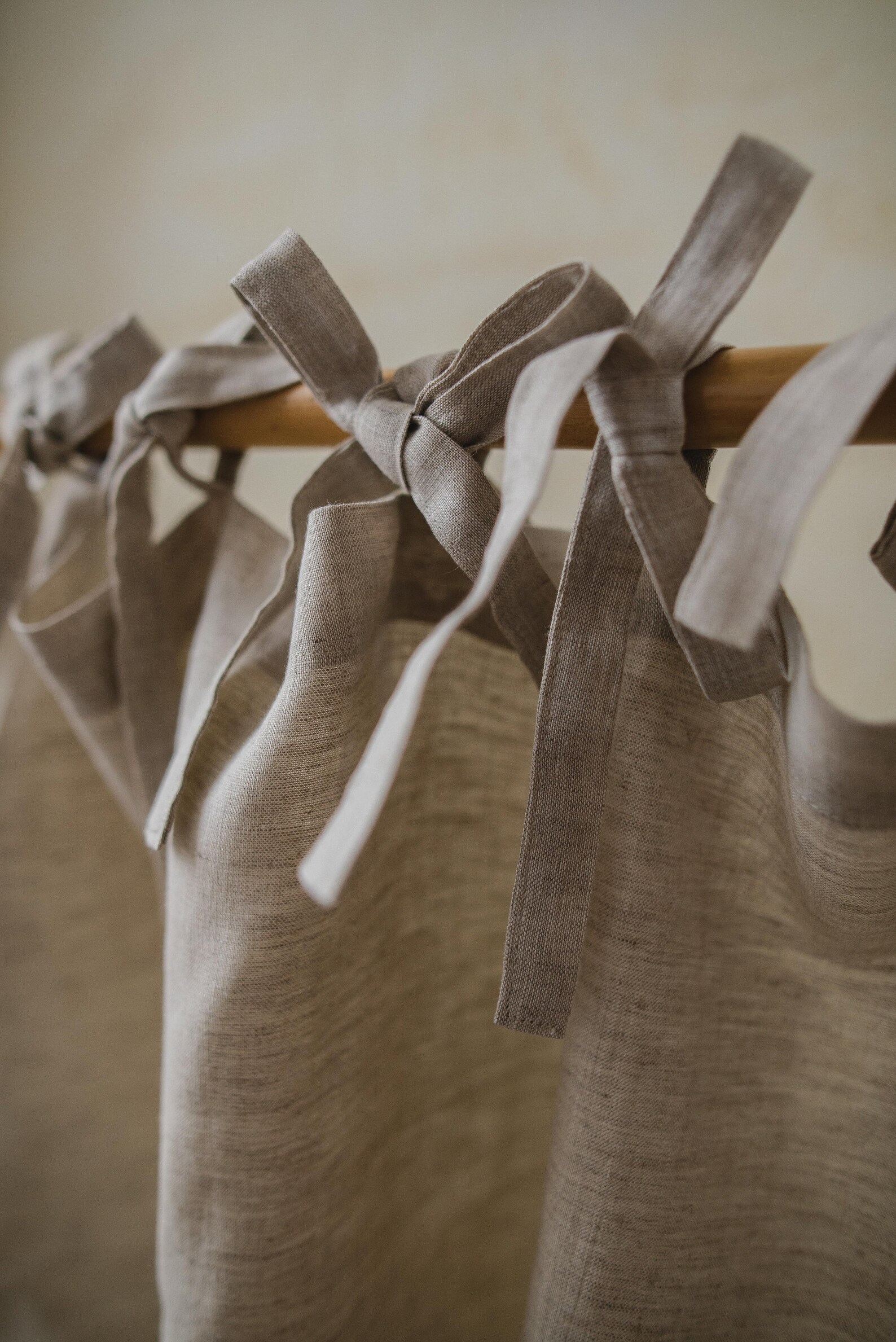 Natural linen tie top window curtain panel Linen curtains Etsy