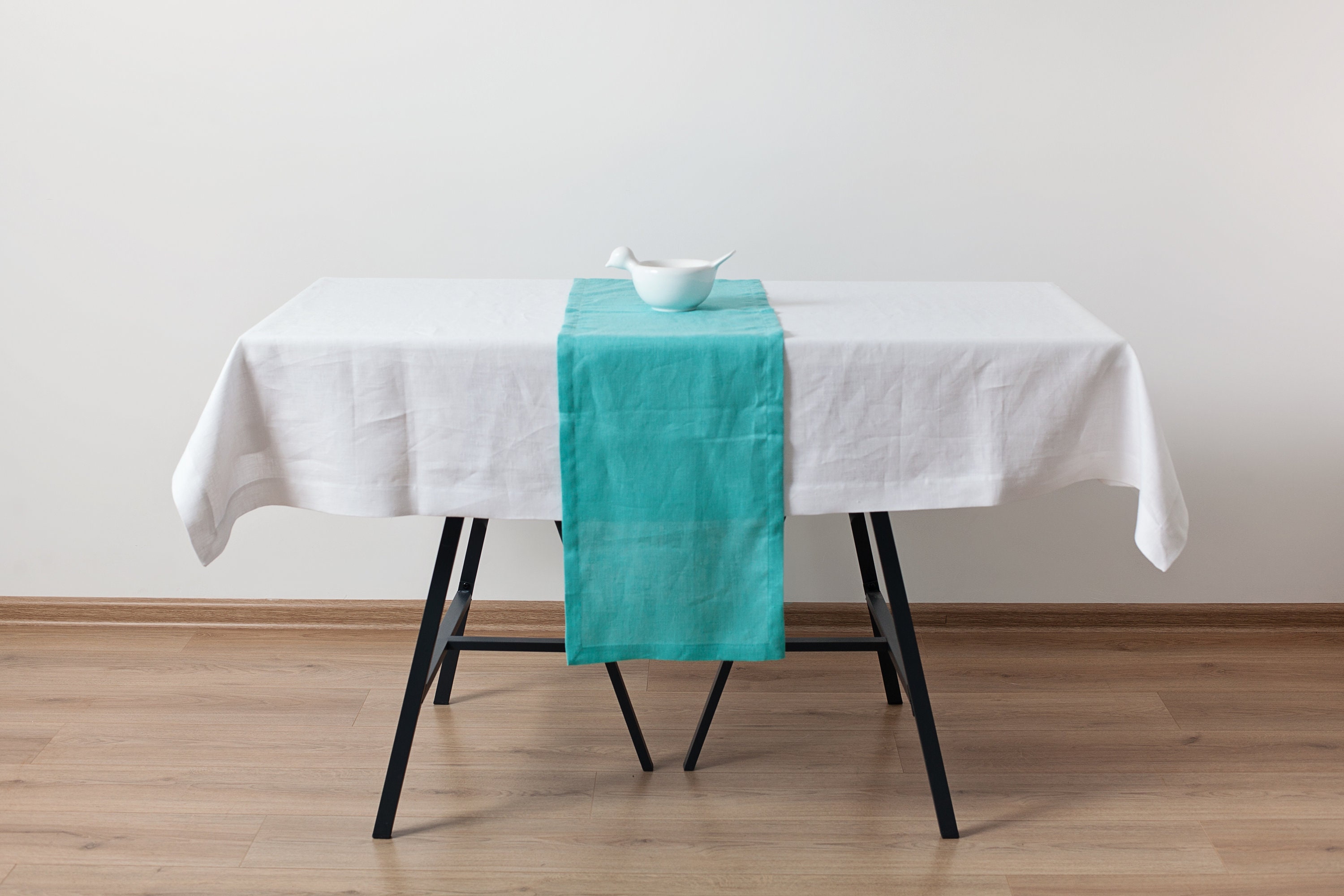 Linen Table Runner in White Natural Yellow Blue Dusty Etsy UK