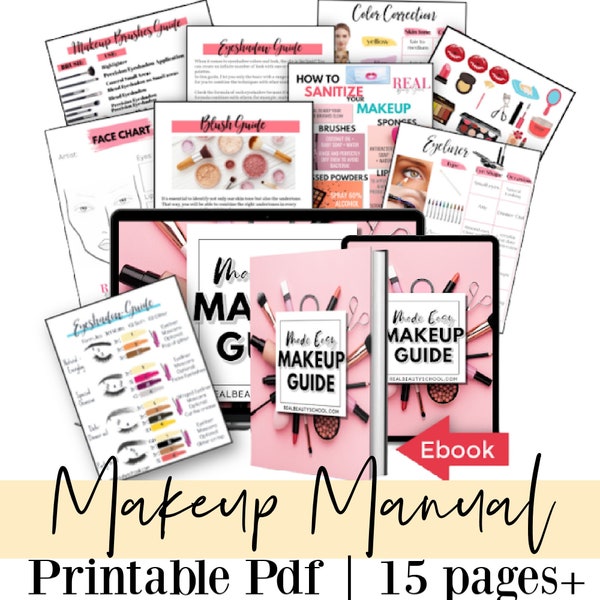 Makeup Guide, Makeup workbook, Makeup artist, MUA, Face Chart, beauty, training, ebook, printable, Makeup form, Makeup planner stickers