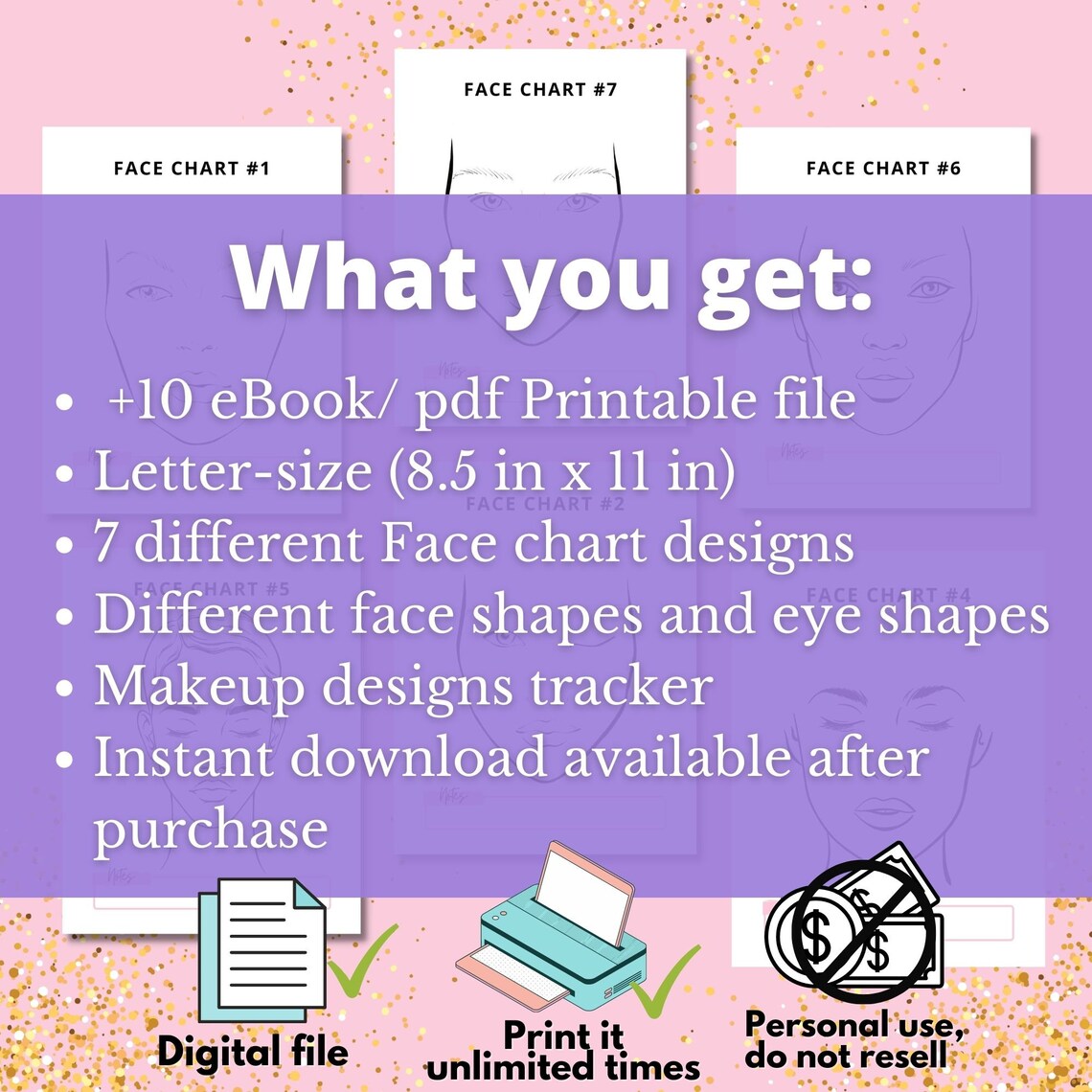 Makeup Face Chart Workbook Makeup Blank Face Chart Sheets - Etsy