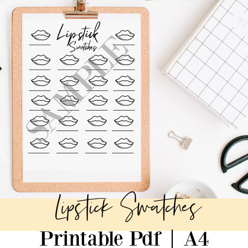 Lipstick Printable Swatches, Lipstick Chart, Makeup Wall Art, Makeup Forms, Lip Color Chart, Lip ...