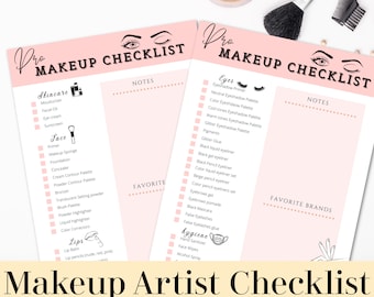 Make-up checklist, make-up artiest checklist, make-up kit checklist, make-up afdrukbare checklist, make-up planner, MUA afdrukbaar formulier, Beaty print