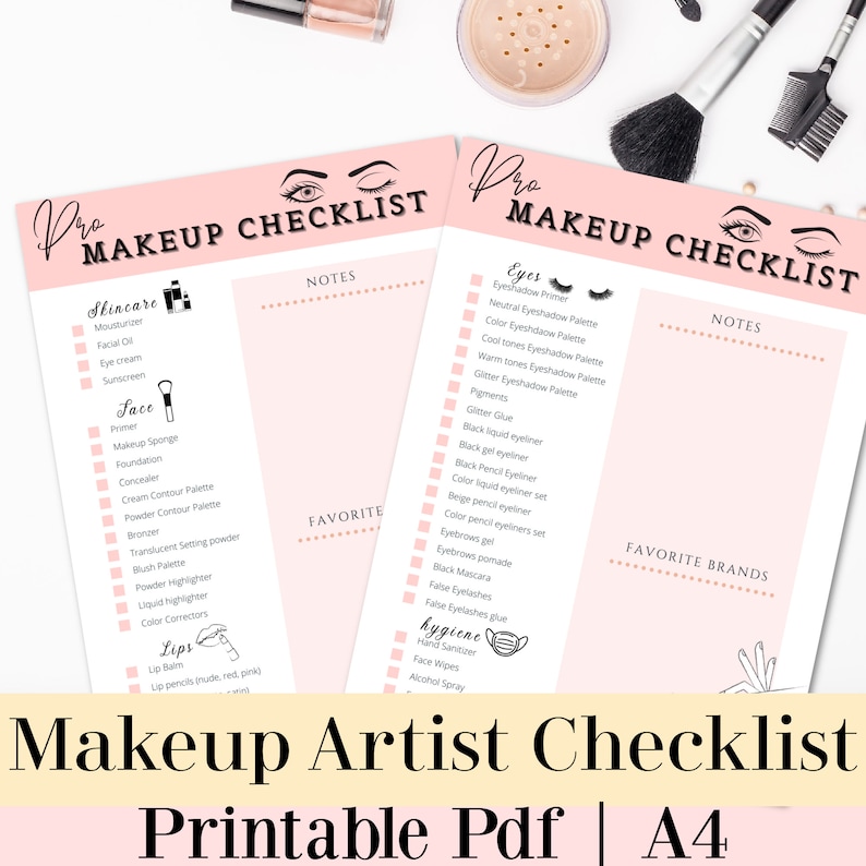 Makeup Checklist Makeup Artist Checklist Makeup kit Etsy