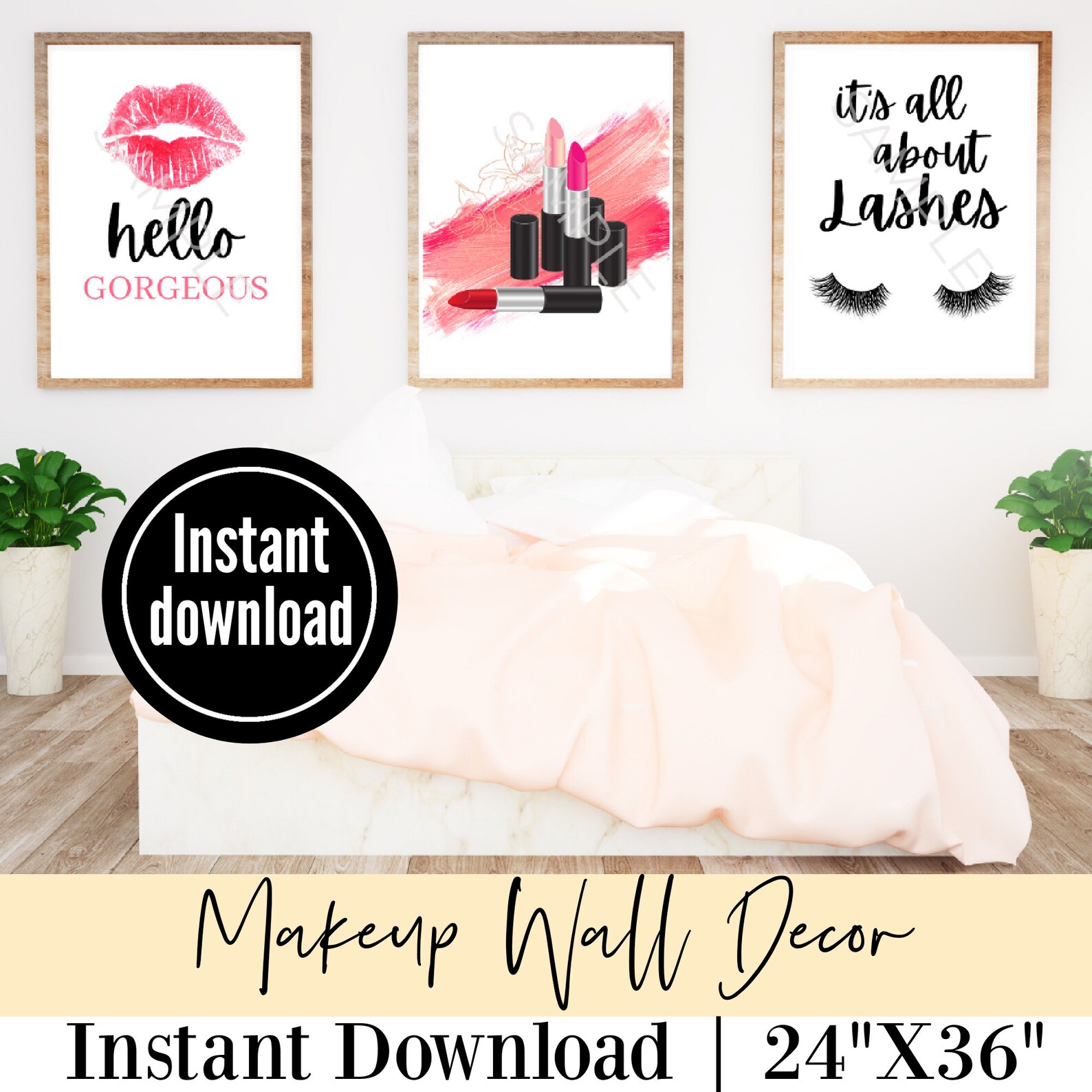 Makeup Wall Decor, Lipstick Wall Art, Lipstick Printable, Makeup Wall Art, Lashes Print, Makeup ...