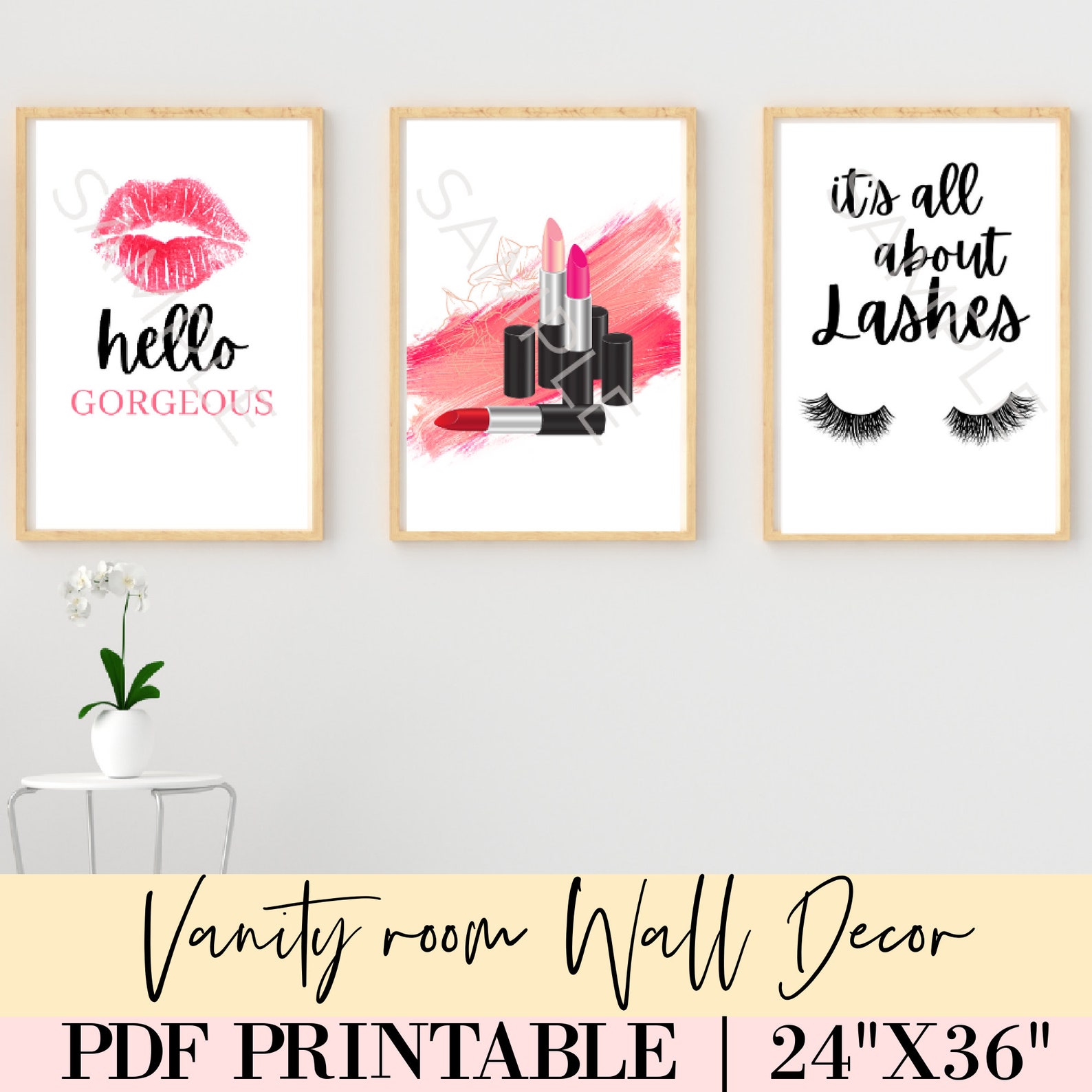 Makeup Wall Decor, Lipstick Wall Art, Lipstick Printable, Makeup Wall Art, Lashes Print, Makeup ...