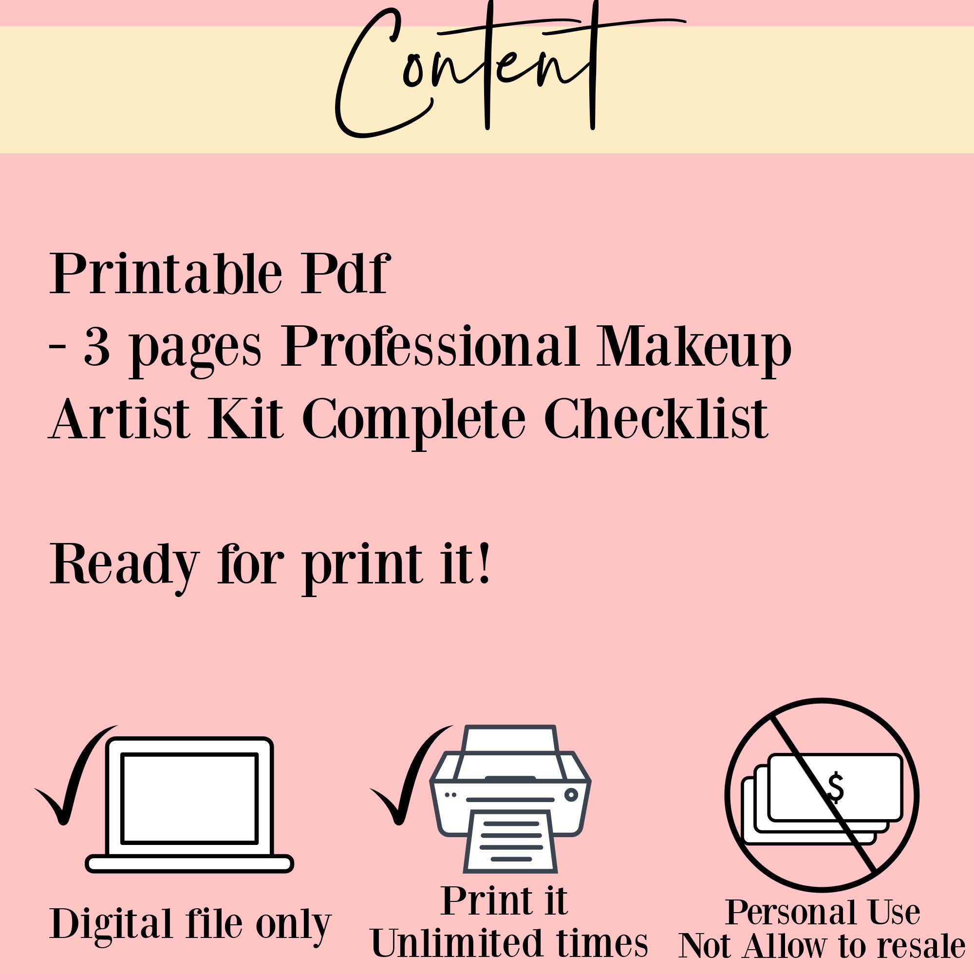 Makeup Checklist, Makeup Artist Checklist, Makeup Kit Checklist, Makeup  Printable Checklist, Makeup Planner, MUA Printable Form, Beaty Print 