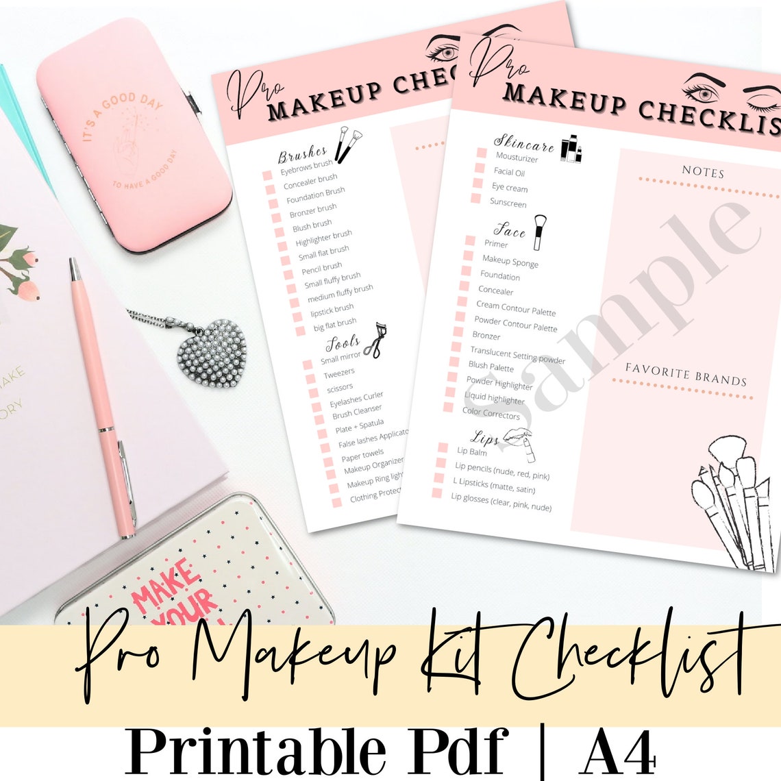 Makeup Checklist Makeup Artist Checklist Makeup Kit Etsy